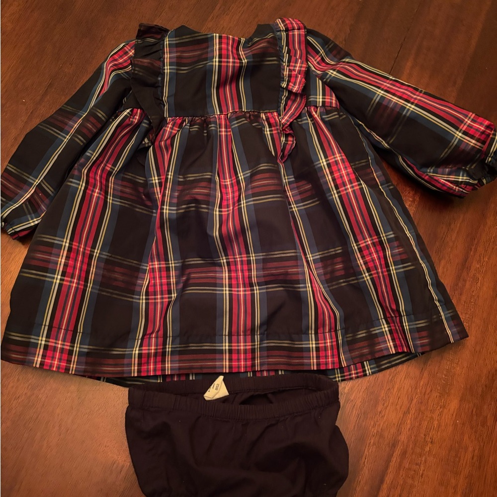 GAP Navy and Red Plaid Baby Dress